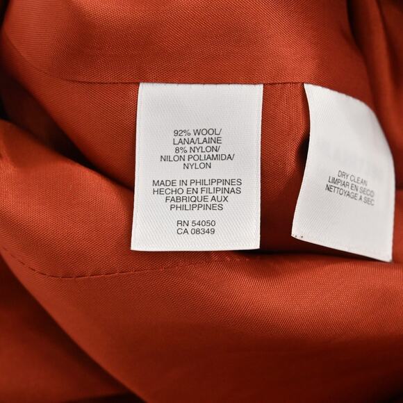 JONES NY Womens Wool Tweed Jacket Size 4 Red Orange Belted Button Retro Collared - Picture 8 of 13